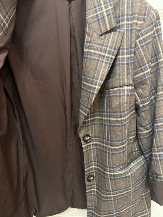 Lovers + Friends Plaid Brown Oversized Blazer Jacket - Women's size small - Picture 5 of 16